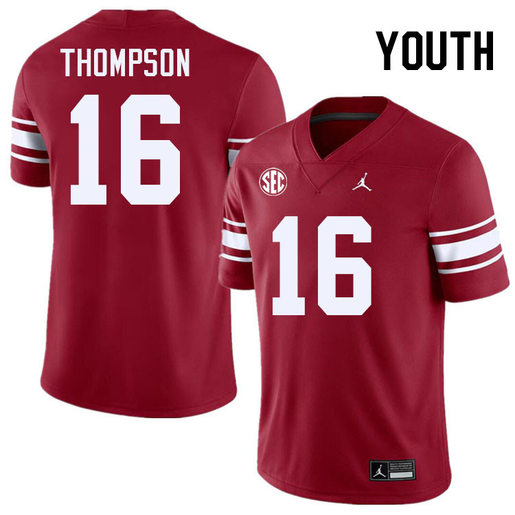 Youth #16 Casey Thompson Oklahoma Sooners 2024 SEC Conference College Football Jerseys-Throwback